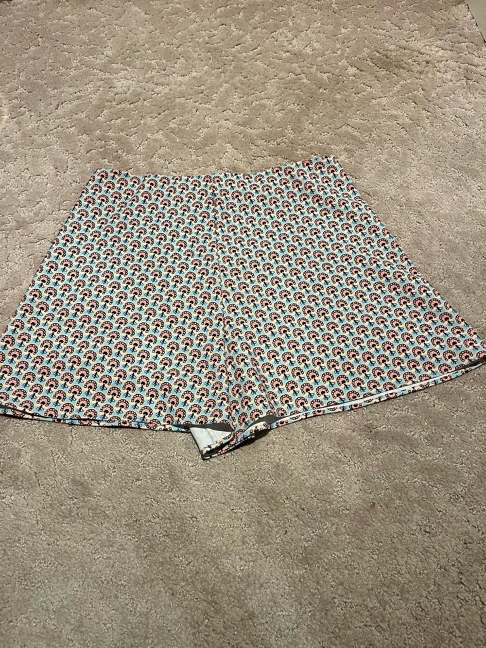 Alice + Olivia Teal, Pink & Black Printed Mini Skirt